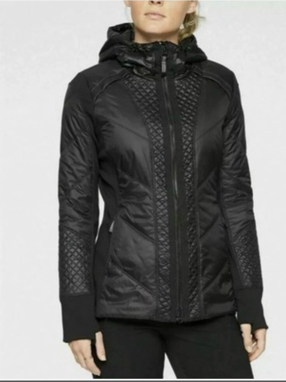 Athleta Black Quilted Rock Ridge Hooded Puffer Jacket